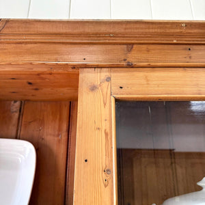 A Large 19th Century English Pine Bookcase Cabinet or Hutch