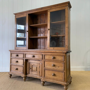 A Large 19th Century English Pine Bookcase Cabinet or Hutch