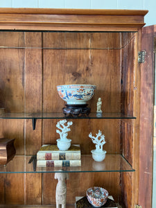 A 19th Century English Pine Bookcase with Glazed Top Doors