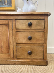 A Large and Low English Country 7 Drawer Pine Buffet or Sideboard c1860