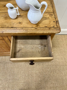 A Large and Low English Country 7 Drawer Pine Buffet or Sideboard c1860