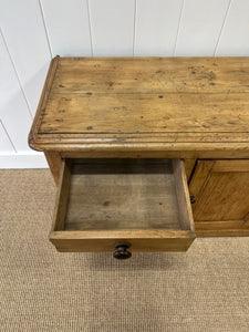 A Large and Low English Country 7 Drawer Pine Buffet or Sideboard c1860