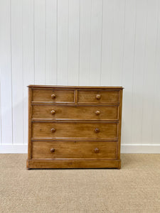 A Large English Pine Chest of Drawers Dresser on Bun Feet c1890