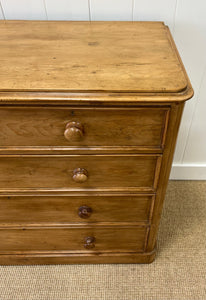 A Large English Pine Chest of Drawers Dresser on Bun Feet c1890