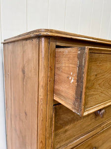 A Large English Pine Chest of Drawers Dresser on Bun Feet c1890