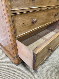 A Large English Pine Chest of Drawers Dresser on Bun Feet c1890