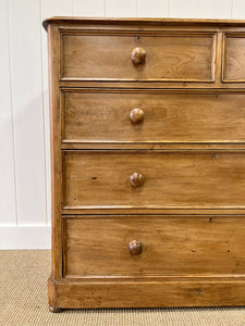 A Large English Pine Chest of Drawers Dresser on Bun Feet c1890