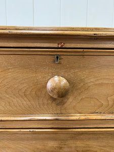 A Large English Pine Chest of Drawers Dresser on Bun Feet c1890