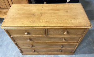 A Large English Pine Chest of Drawers Dresser on Bun Feet c1890