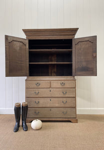 A Large 18th Century English Oak Linen Press Cupboard