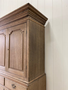 A Large 18th Century English Oak Linen Press Cupboard