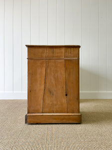 Antique English Pine Pedestal Desk with Green Leather Top c1890