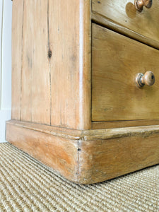 Antique English Pine Pedestal Desk with Green Leather Top c1890