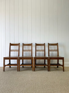 A Set of 4 English Oak and Elm Georgian Chairs c1800