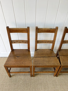 A Set of 4 English Oak and Elm Georgian Chairs c1800