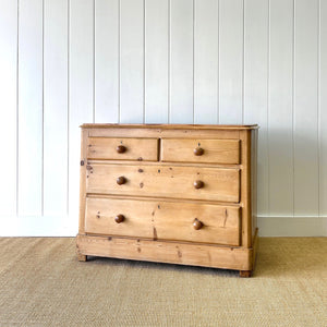 An Antique English Pine Chest of Drawers Dresser With Stile Feet c1890