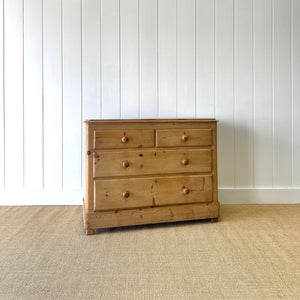 An Antique English Pine Chest of Drawers Dresser With Stile Feet c1890