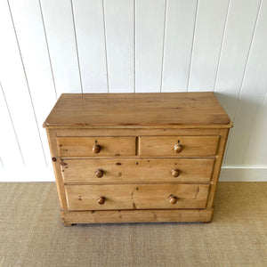 An Antique English Pine Chest of Drawers Dresser With Stile Feet c1890