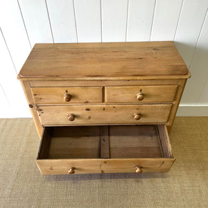 An Antique English Pine Chest of Drawers Dresser With Stile Feet c1890