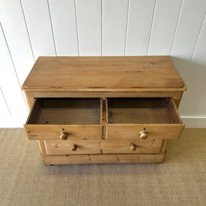 An Antique English Pine Chest of Drawers Dresser With Stile Feet c1890