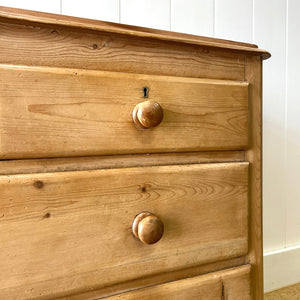 An Antique English Pine Chest of Drawers Dresser With Stile Feet c1890