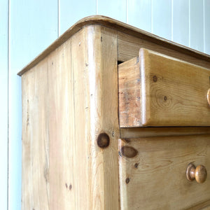 An Antique English Pine Chest of Drawers Dresser With Stile Feet c1890