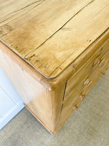 A Large English Pine Chest of Drawers Dresser on Tulip Feet c1890