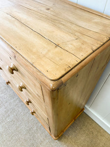 A Large English Pine Chest of Drawers Dresser on Tulip Feet c1890