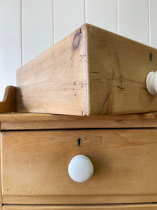 An Antique English Pine Chest of Drawers Dresser with Porcelain Knobs c1890