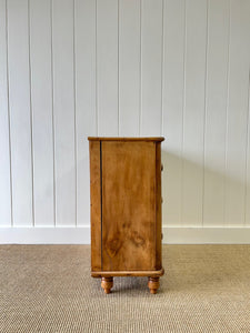 A Diminutive English Pine Chest of Drawers Dresser with Wooden Knobs c1890