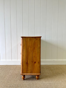 A Diminutive English Pine Chest of Drawers Dresser with Wooden Knobs c1890