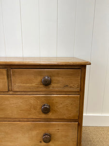 A Charming English Pine Chest of Drawers Dresser with Wooden Knobs c1890