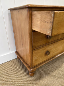 A Charming English Pine Chest of Drawers Dresser with Wooden Knobs c1890