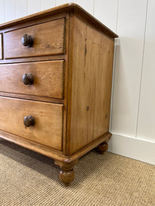 A Charming English Pine Chest of Drawers Dresser with Wooden Knobs c1890