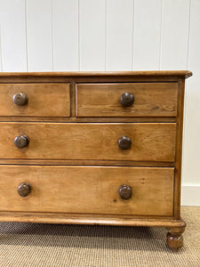 A Charming English Pine Chest of Drawers Dresser with Wooden Knobs c1890