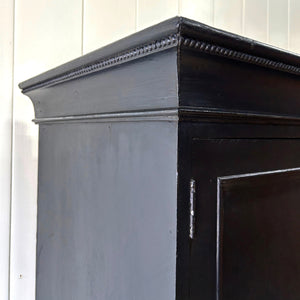 A Large 19th Century English Ebonized Linen Press Cupboard