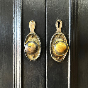 A Large 19th Century English Ebonized Linen Press Cupboard