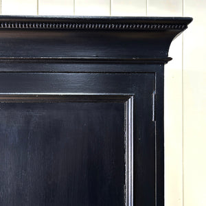 A Large 19th Century English Ebonized Linen Press Cupboard