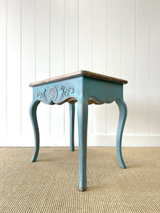 A Vintage French Provincial Painted Blue Side Table