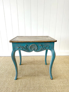 A Vintage French Provincial Painted Blue Side Table