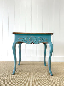 A Vintage French Provincial Painted Blue Side Table