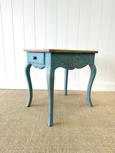 A Vintage French Provincial Painted Blue Side Table