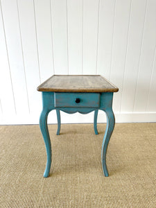 A Vintage French Provincial Painted Blue Side Table