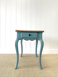 A Vintage French Provincial Painted Blue Side Table