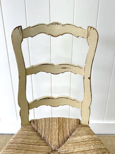 A Set of 5 French Vintage Ladder Back Chairs with Rush Seats