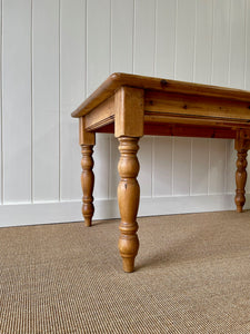 Vintage English Country Waxed Pine 5ft Dining Harvest Table