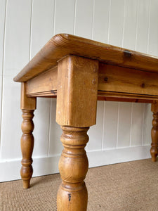 Vintage English Country Waxed Pine 5ft Dining Harvest Table