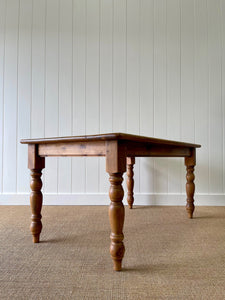 Vintage English Country Waxed Pine 5ft Dining Harvest Table