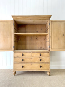 A 19th Century English Pine Linen Press Cupboard