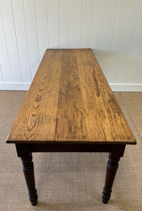 A Country Pine 8ft Dining Farm or Harvest Table c1890